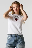 T-shirt ajustÃ© avec motif brodÃ© Ladybug