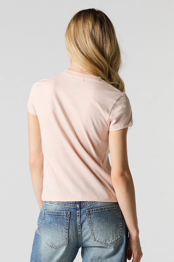 T-shirt ajusté avec boucle ornée de pierres du Rhin