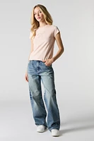 Rhinestone Bow Fitted T-Shirt