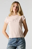 Rhinestone Bow Fitted T-Shirt