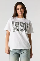 T-shirt de coupe garçonne à imprimé Camo 1990