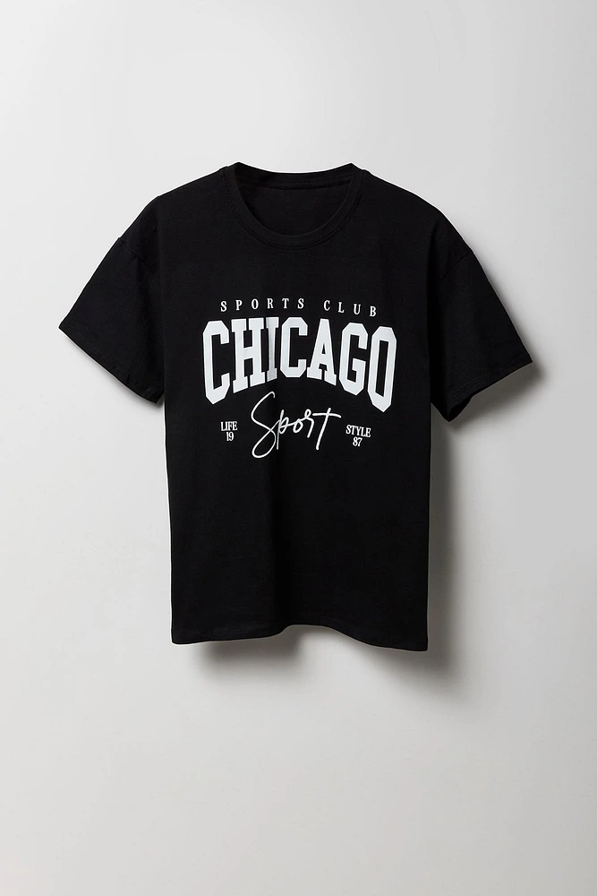 T-shirt de coupe garçonne à imprimé Chicago