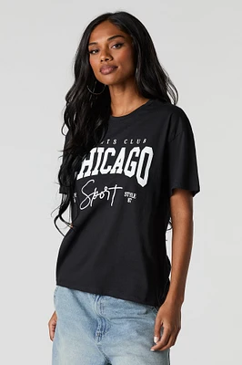 T-shirt de coupe garçonne à imprimé Chicago