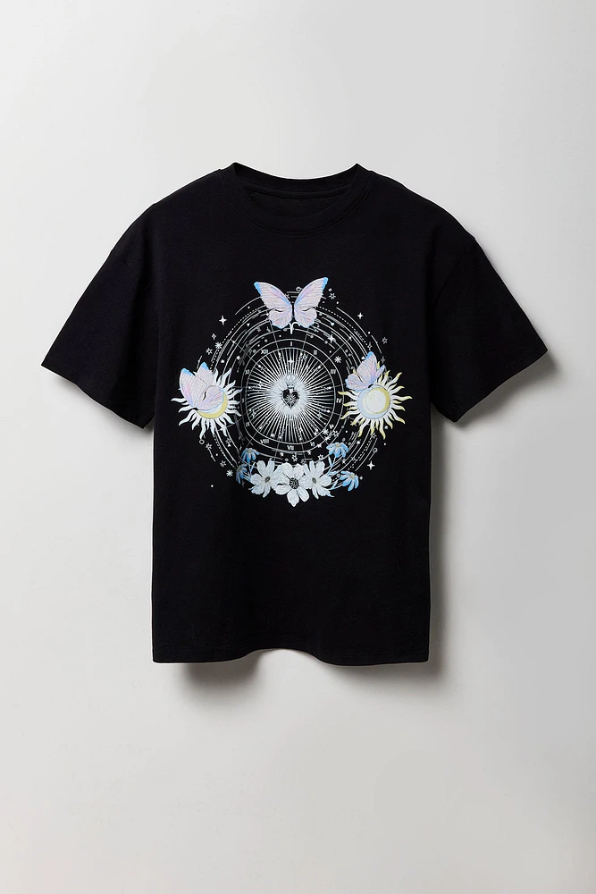 T-shirt de coupe garçonne à imprimé Celestial