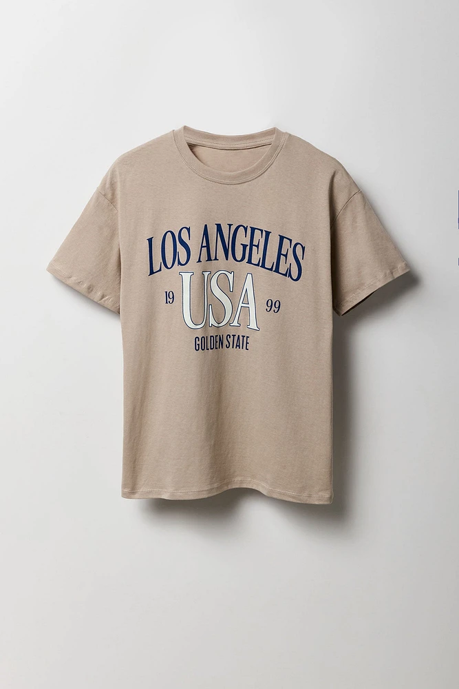 T-shirt de coupe garçonne à imprimé Los Angeles