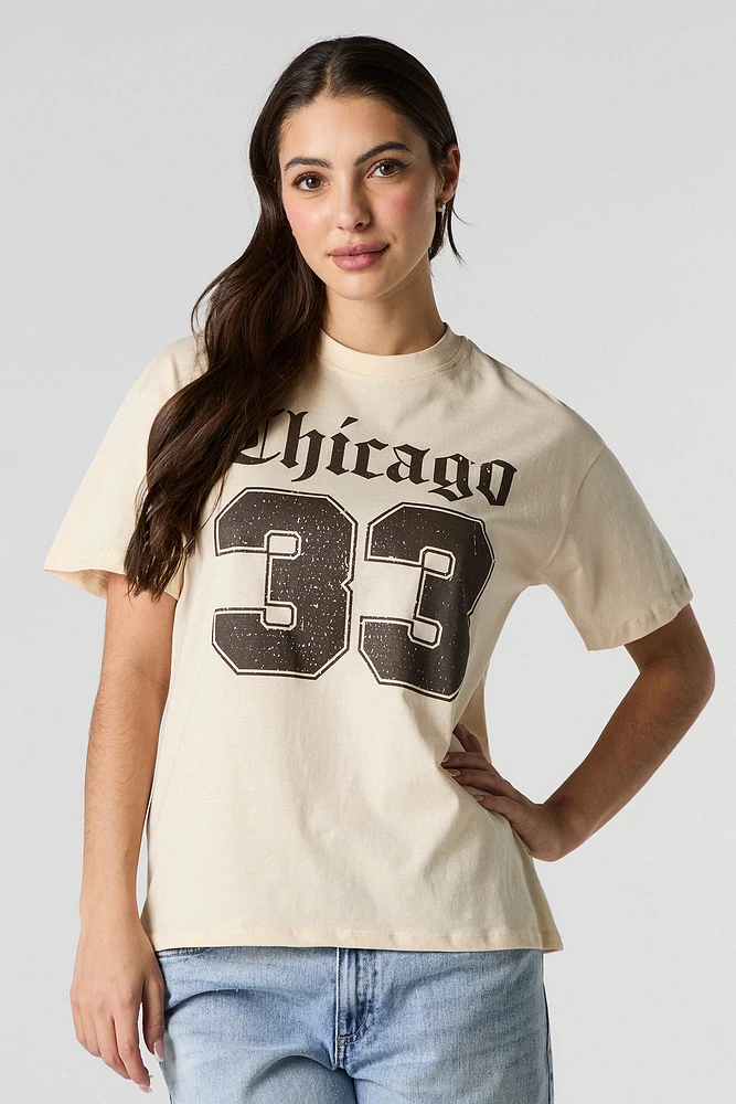 T-shirt de coupe garçonne à imprimé Chicago 33