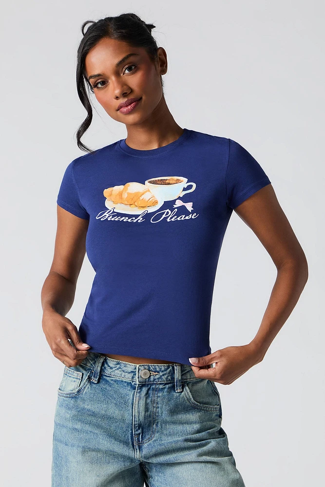 T-shirt ajusté à imprimé Brunch Please