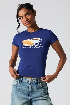 T-shirt ajusté à imprimé Brunch Please