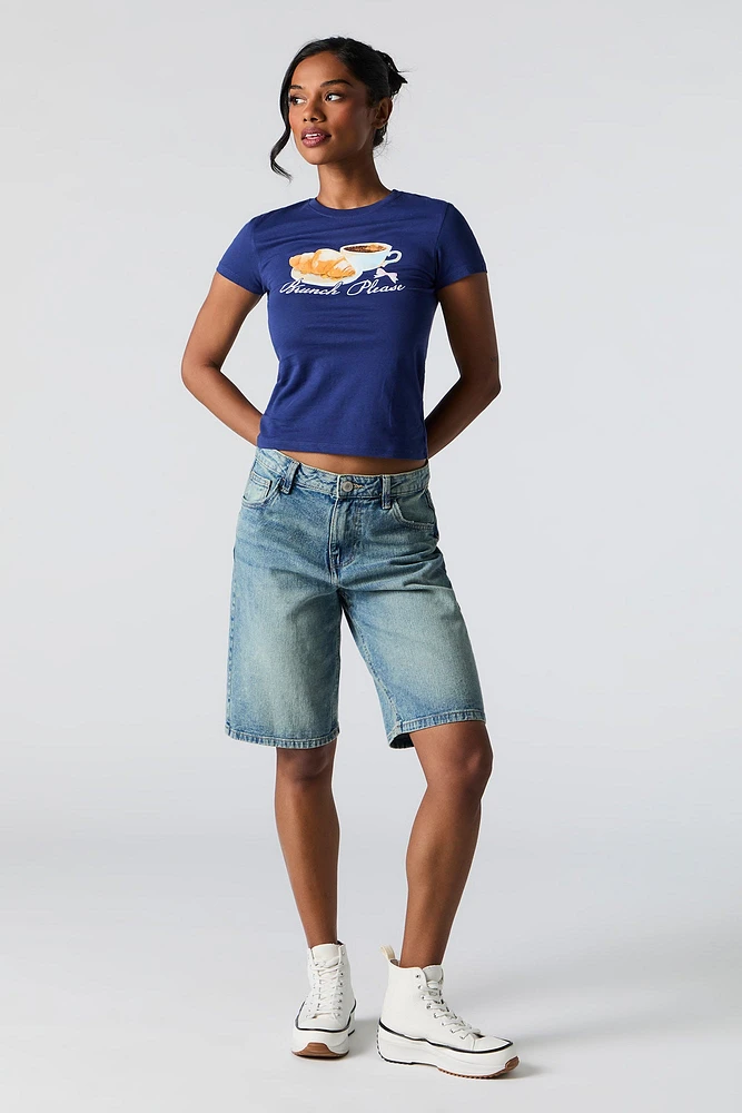 T-shirt ajusté à imprimé Brunch Please