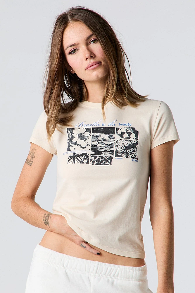 T-shirt ajusté à imprimé Breathe the Beauty