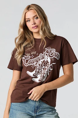 T-shirt de coupe garçonne à imprimé Cowgirl Era