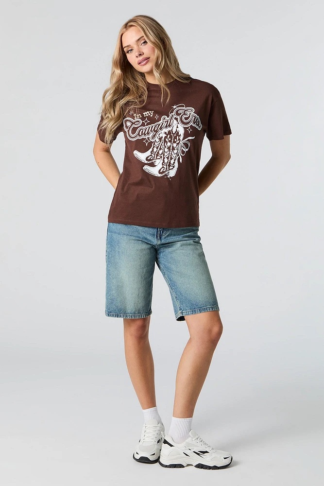 T-shirt de coupe garçonne à imprimé Cowgirl Era
