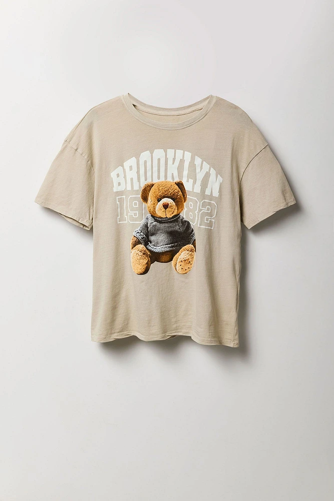 T-shirt de coupe garçonne à imprimé Brooklyn Teddy