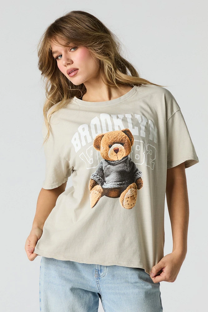 T-shirt de coupe garçonne à imprimé Brooklyn Teddy