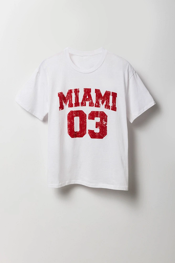 T-shirt de coupe garçonne à imprimé Miami