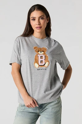 T-shirt de coupe garçonne à imprimé Bear With Me