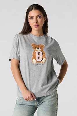 T-shirt de coupe garçonne à imprimé Bear With Me