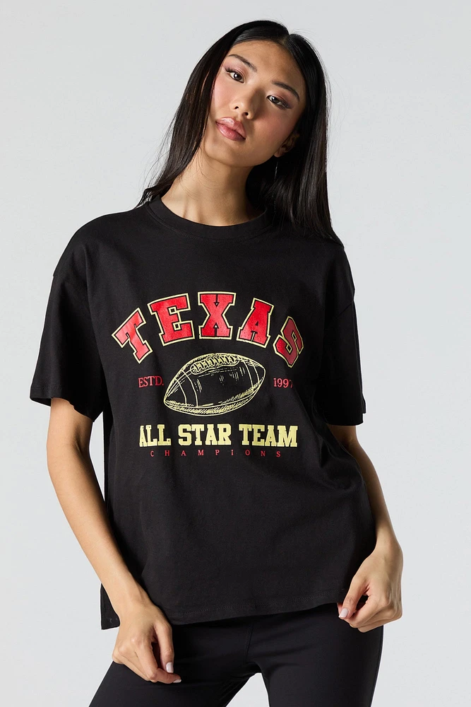 T-shirt de coupe garçonne à imprimé Texas All Star Team