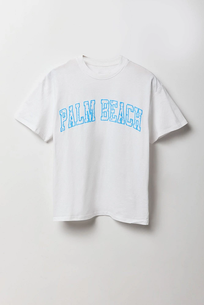 T-shirt de coupe garçonne à imprimé Palm Beach