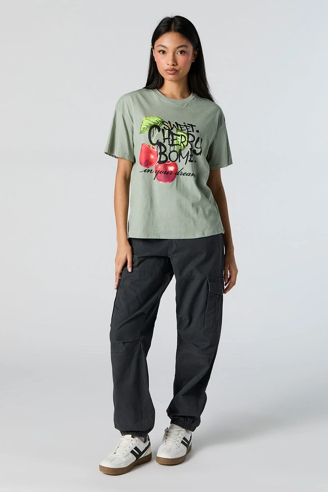 Sweet Cherry Bomb Graphic Boyfriend T-Shirt