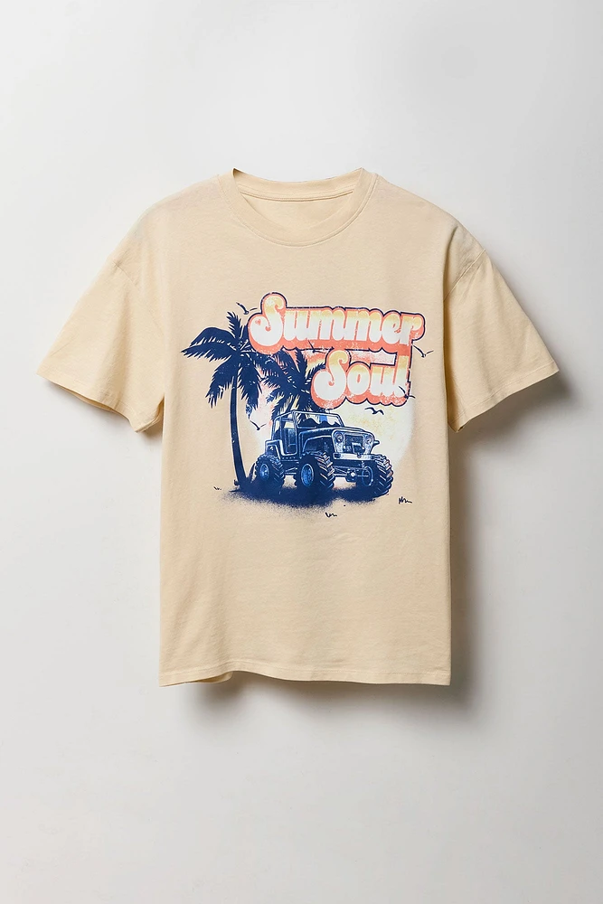 T-shirt de coupe garçonne à imprimé Summer Soul