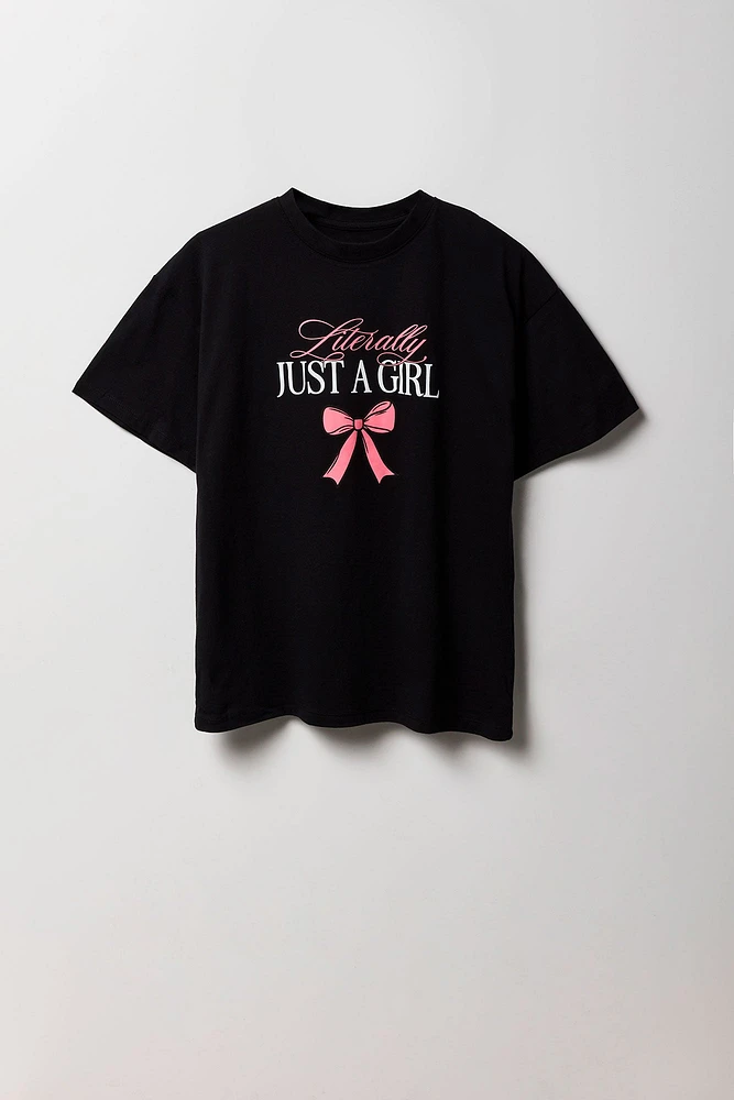 Literally Just a Girl Graphic Boyfriend T-Shirt