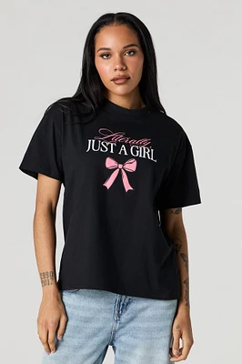 T-shirt de coupe garçonne a imprimé Literally Just Girl