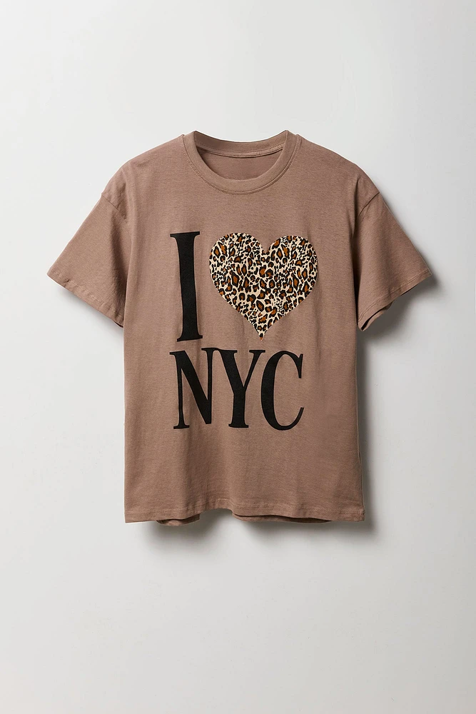 T-shirt de coupe garÃ§onne Ã  imprimÃ© I Love NYC