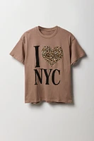 T-shirt de coupe garçonne à imprimé I Love NYC