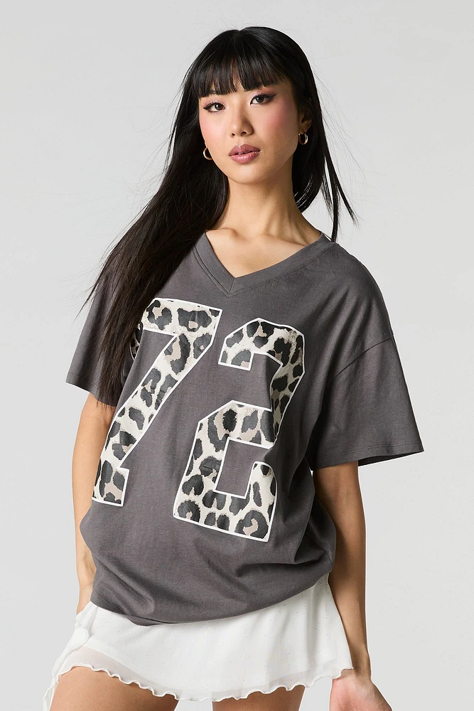 T-shirt à imprimé Cheetah 72 avec encolure en V