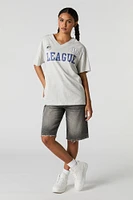 Sporty Graphic V-Neck Boyfriend T-Shirt