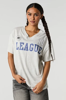 Sporty Graphic V-Neck Boyfriend T-Shirt