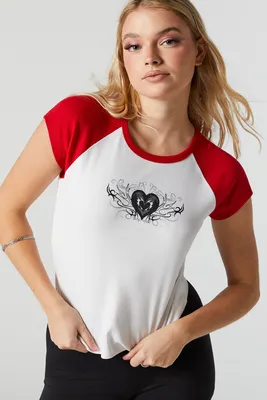 Grunge Heart Graphic Raglan T-Shirt