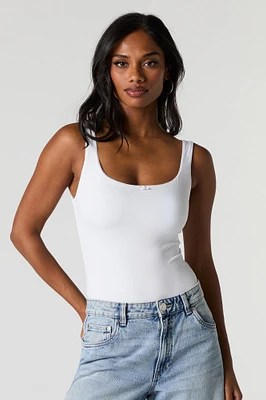 Contour Lace Rosette Trim Scoop Neck Bodysuit