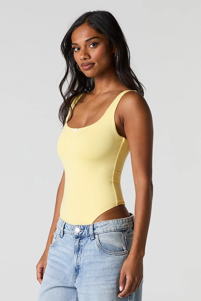 Contour Lace Rosette Trim Scoop Neck Bodysuit