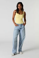 Contour Lace Rosette Trim Scoop Neck Bodysuit