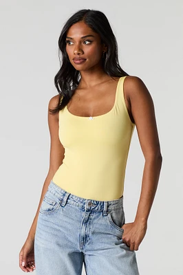 Contour Lace Rosette Trim Scoop Neck Bodysuit