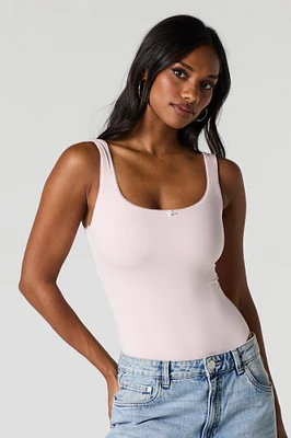 Contour Lace Rosette Trim Scoop Neck Bodysuit