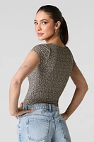 Ribbed Square Neck Short Sleeve Bodysuit