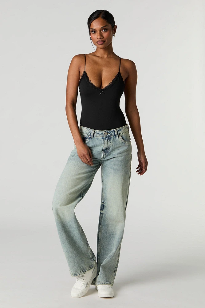 Contour V-Neck Lace Trim Bodysuit