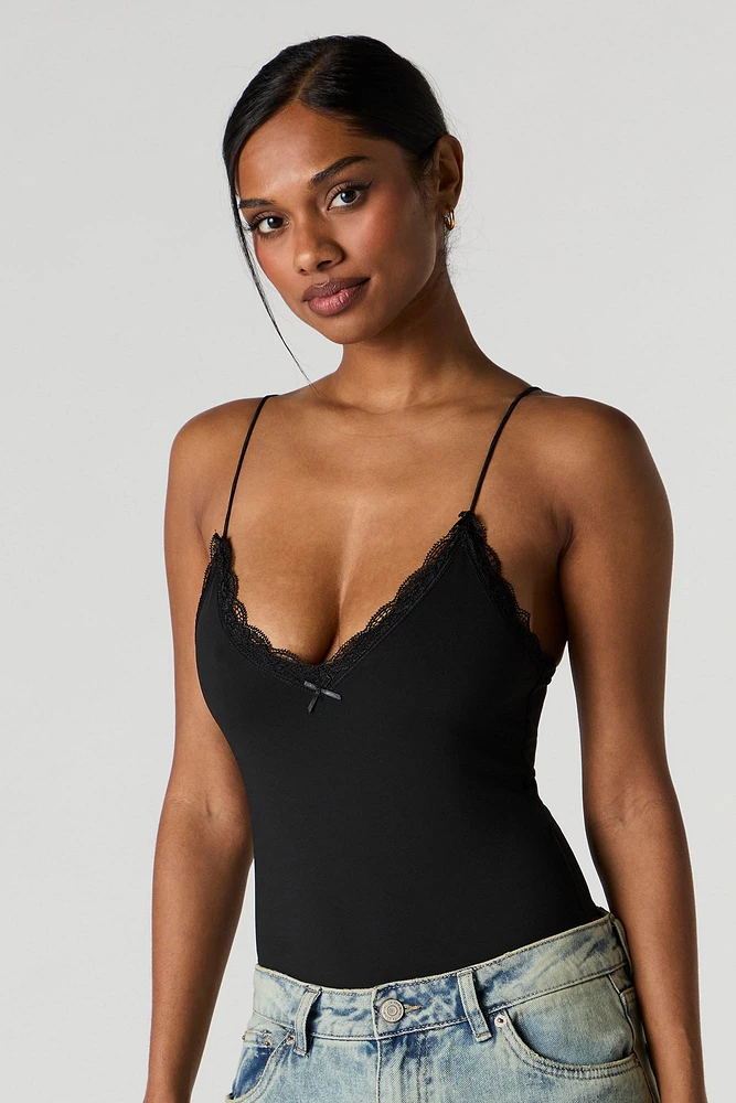 Contour V-Neck Lace Trim Bodysuit