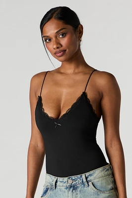 Contour V-Neck Lace Trim Bodysuit
