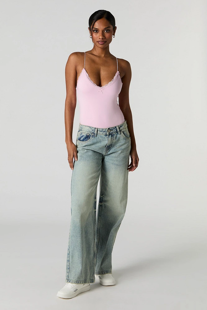 Contour V-Neck Lace Trim Bodysuit