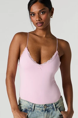 Contour V-Neck Lace Trim Bodysuit