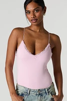 Contour V-Neck Lace Trim Bodysuit