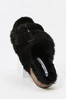 Faux Fur Buckled Cork Slide