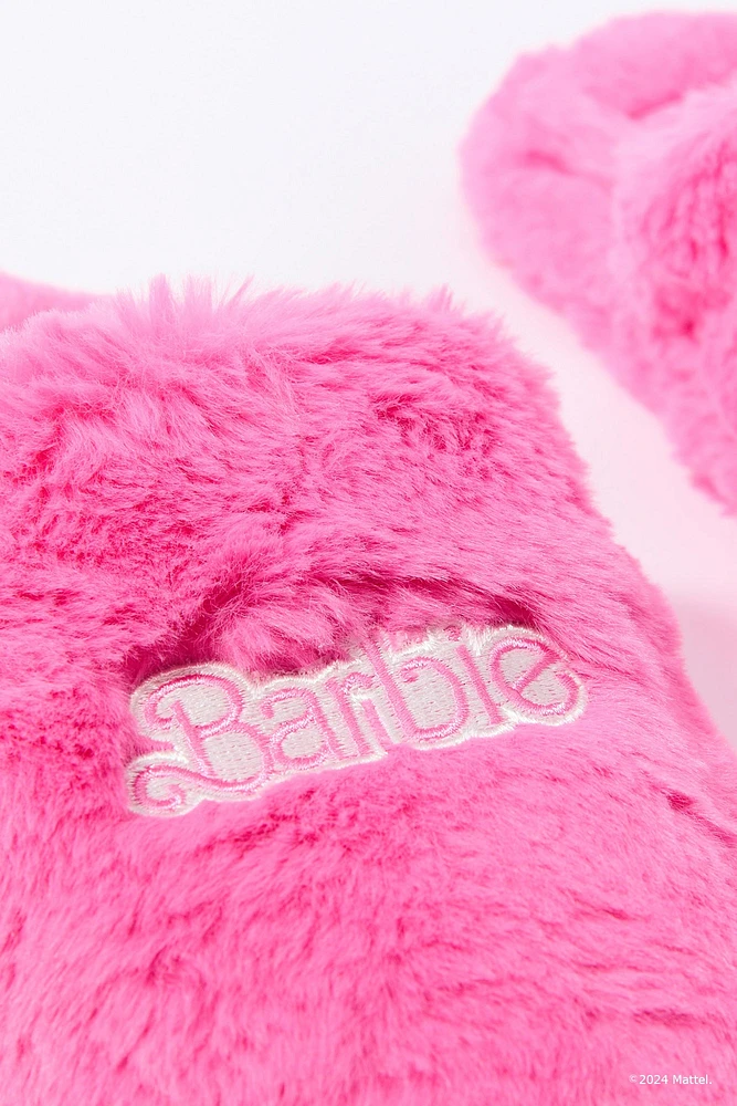 Pantoufles en similifourrure avec motif brodÃ© Barbieâ¢