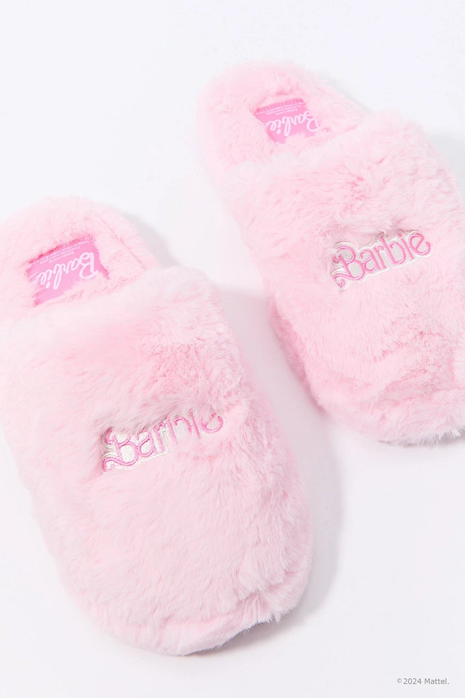 Barbie™ Embroidered Faux Fur Slippers