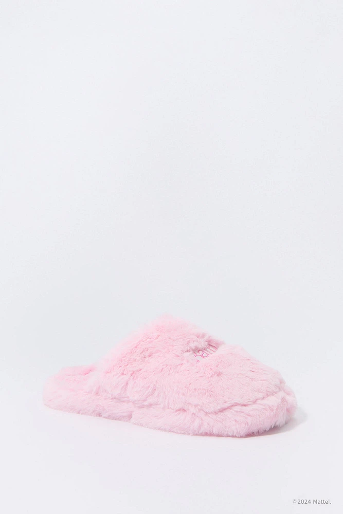 Barbie™ Embroidered Faux Fur Slippers