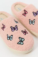 Butterfly Embroidered Sherpa Slipper